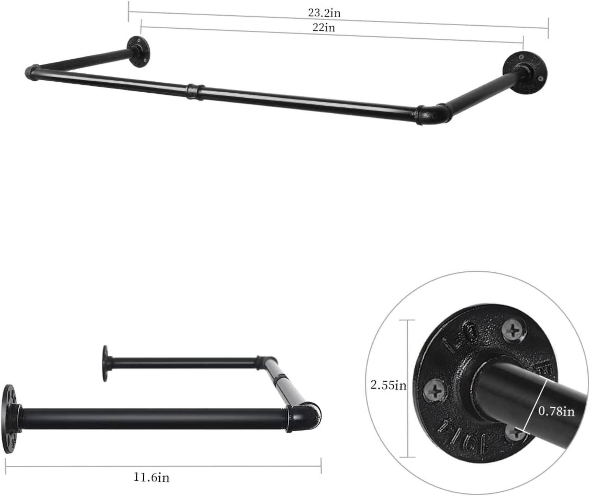Black Wall Mounted Clothes Rack